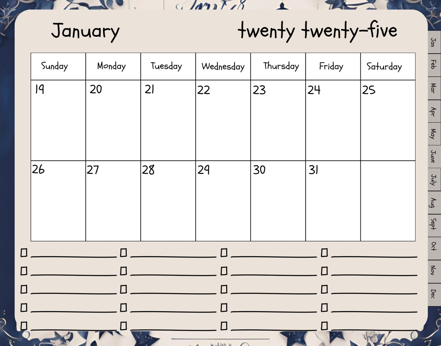 Blue/beige 2025 planner